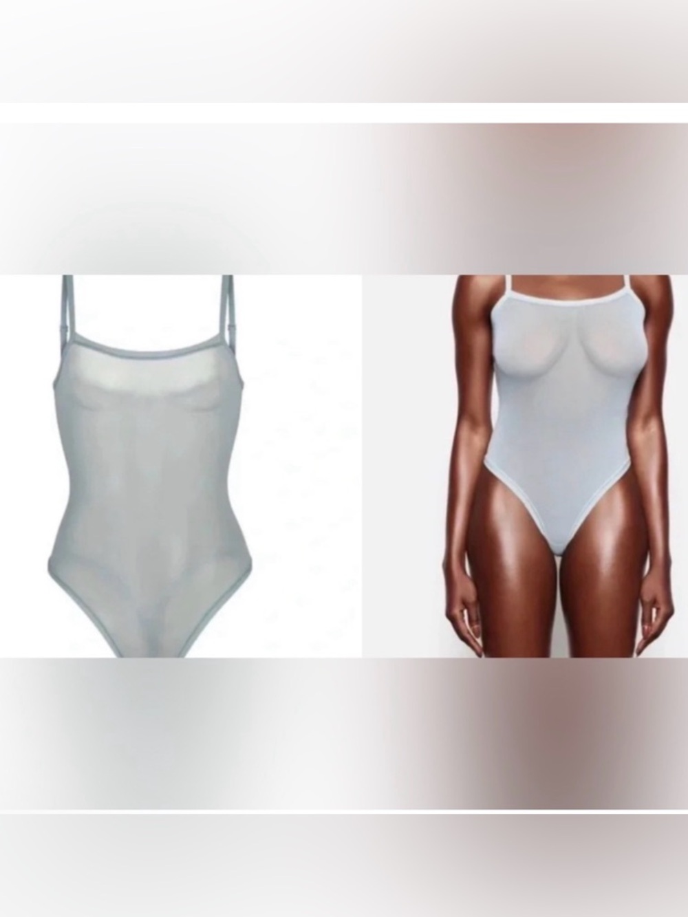 SKIMS Blue Summer Mesh Cami Bodysuit Adjustable Strap NWT Size M